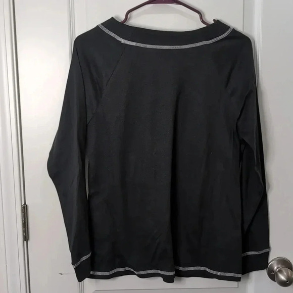 Sport Savwy Interlock Round Neck Raglan Sleeve Top- Black - Picture 6 of 8